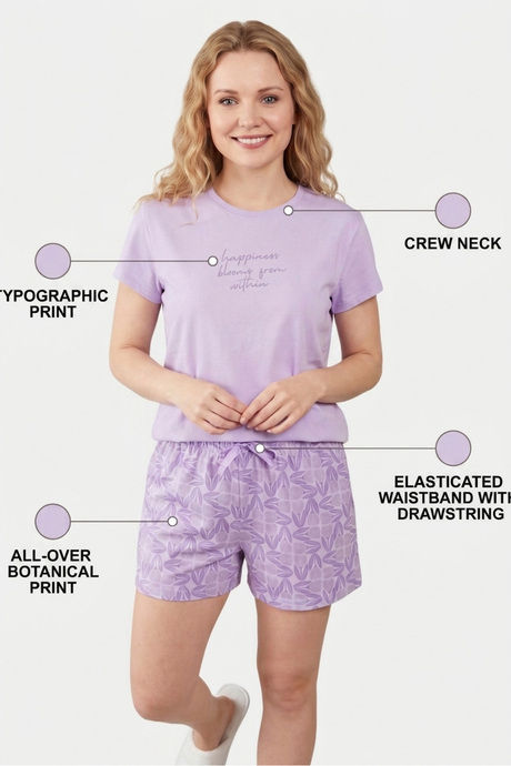Sweet Dreams Typographic Printed Short Set - Cosmic Purple — image 3